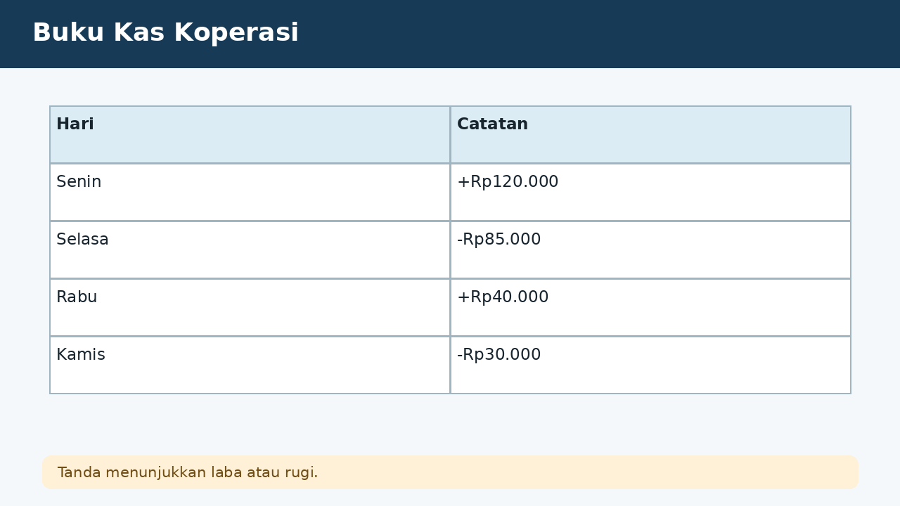 Visual soal 4: Buku Kas Koperasi